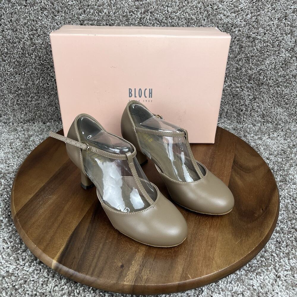 Bloch Women Size 6.5 B Splitflex T-Strap Character Shoe Tan Dance Heels Flexible